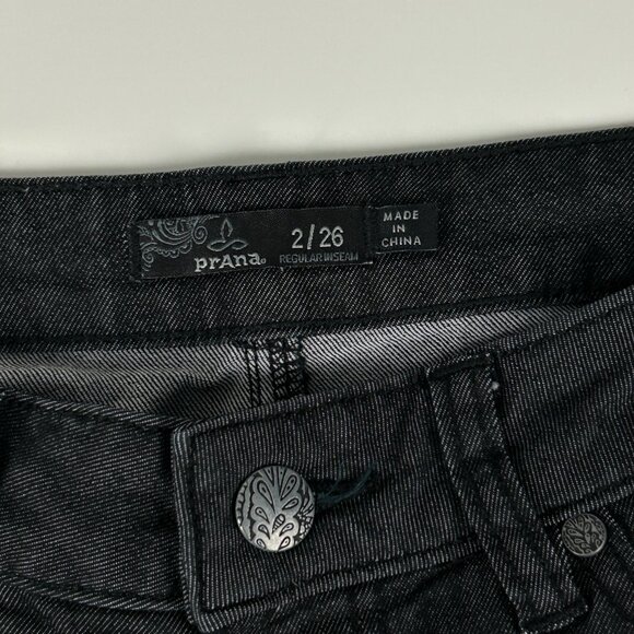 Prana Jeans Womens 2/26 Kayla Black/Dk‎ Grey Skinny Stretch Organic Cotton Blend - Picture 11 of 13
